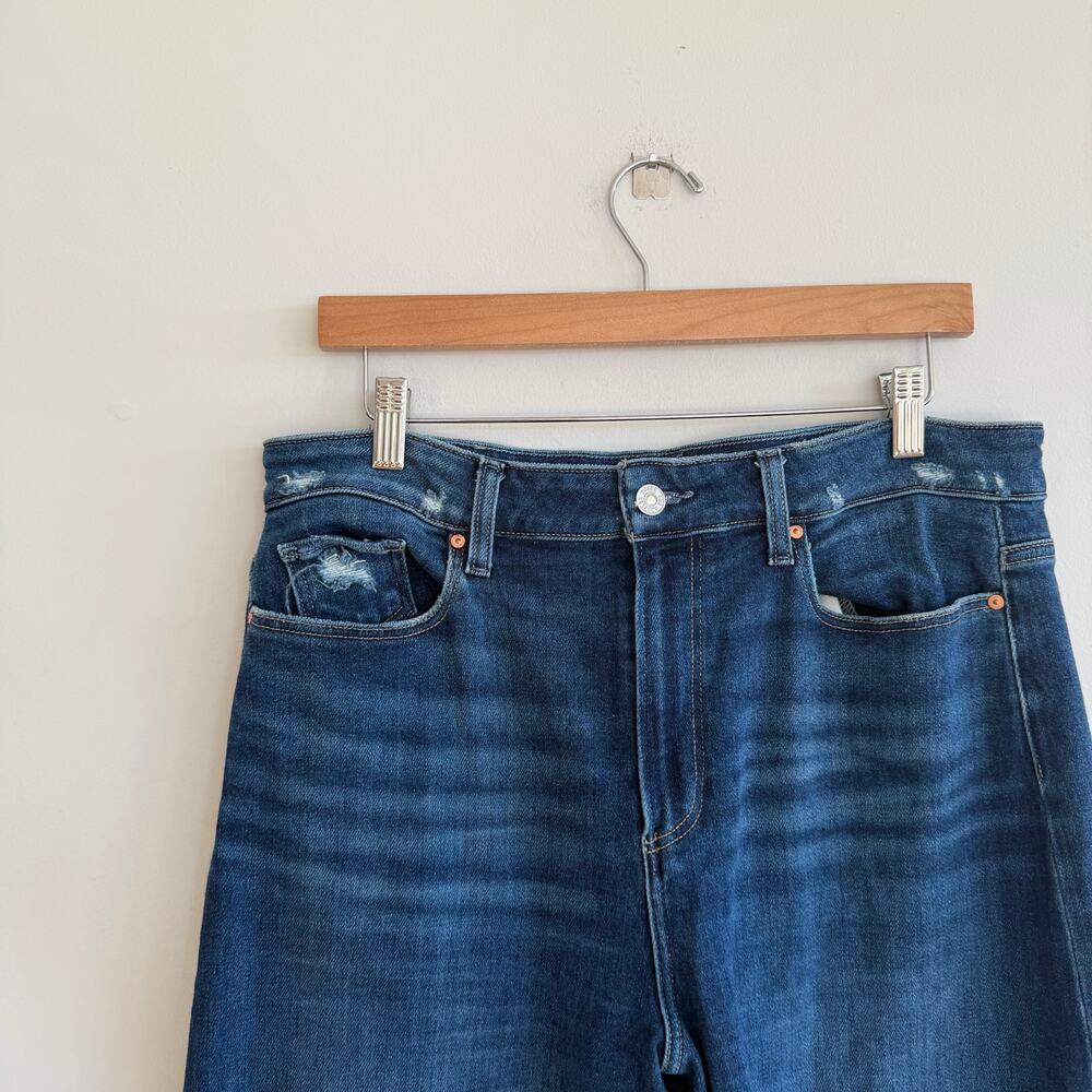 Paige Anessa Ultra High Waisted Wide Leg Ankle Jeans Medium Wash Blue 32 - Picture 4 of 9